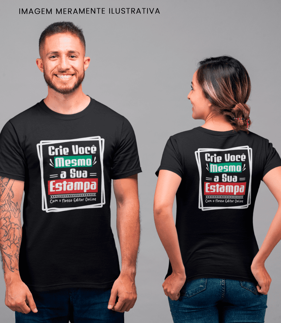 Camiseta Personalizada Crie Sua Estampa Frente e Costas